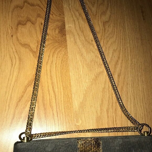 Vintage Ruth Saltz Gray Suede w/ Snakeskin Purse - Picture 10 of 16